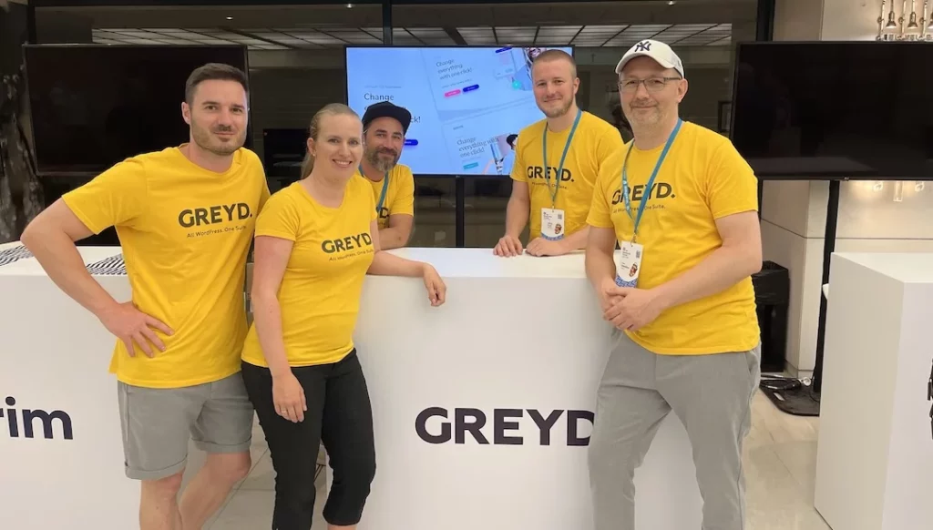 Team Greyd at their booth at WordCamp Europe 2023