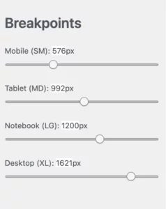 Screenshot settings breakpoints