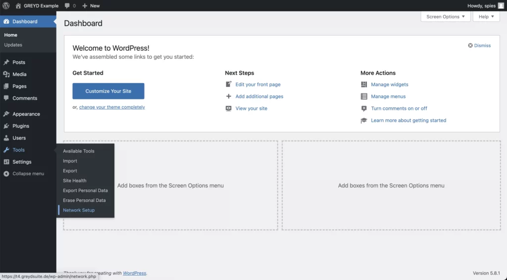 Screenshot Multisite Setup