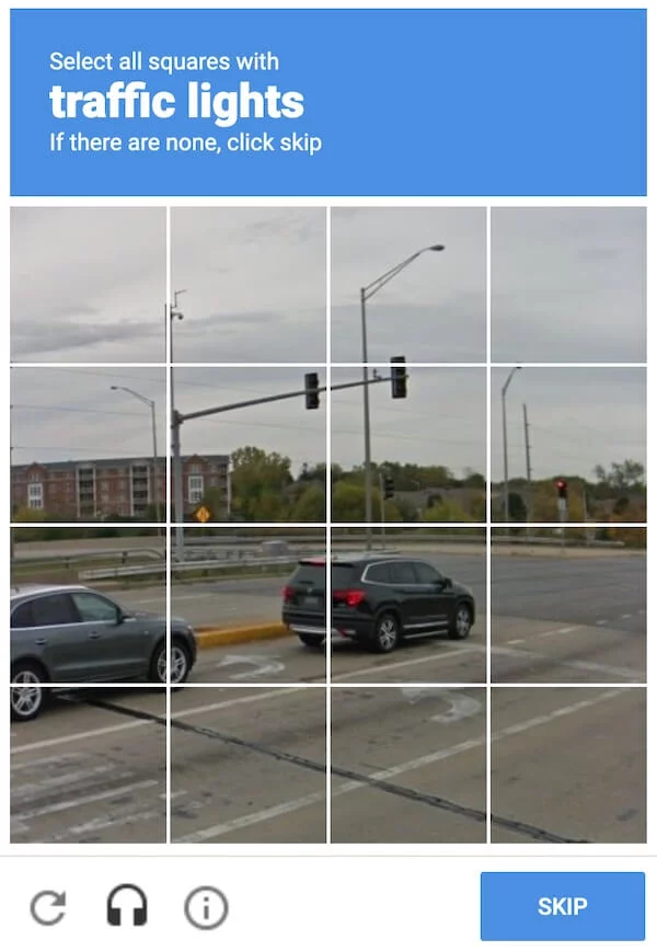 Example reCAPTCHA