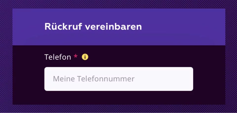 Formular Rückruf vereinbaren