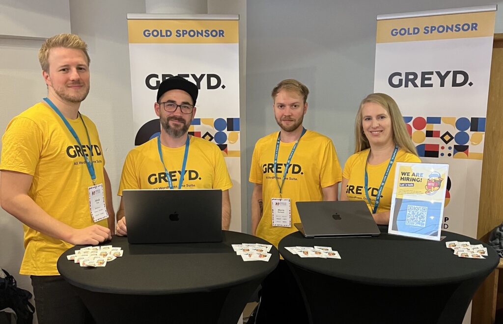 Team Greyd at their WordCamp Germany Gold Sponsor booth