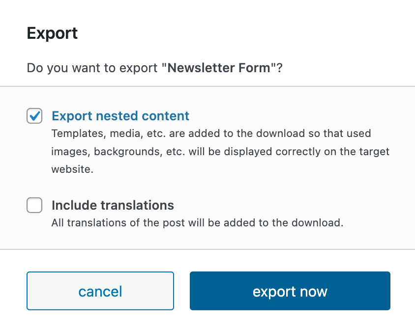 Backend display of Greyd.Suite's import & export function