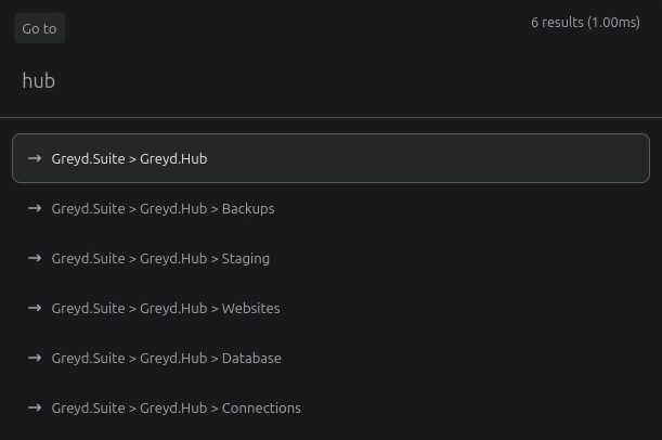 Command UI Suchleiste in Greyd.Hub